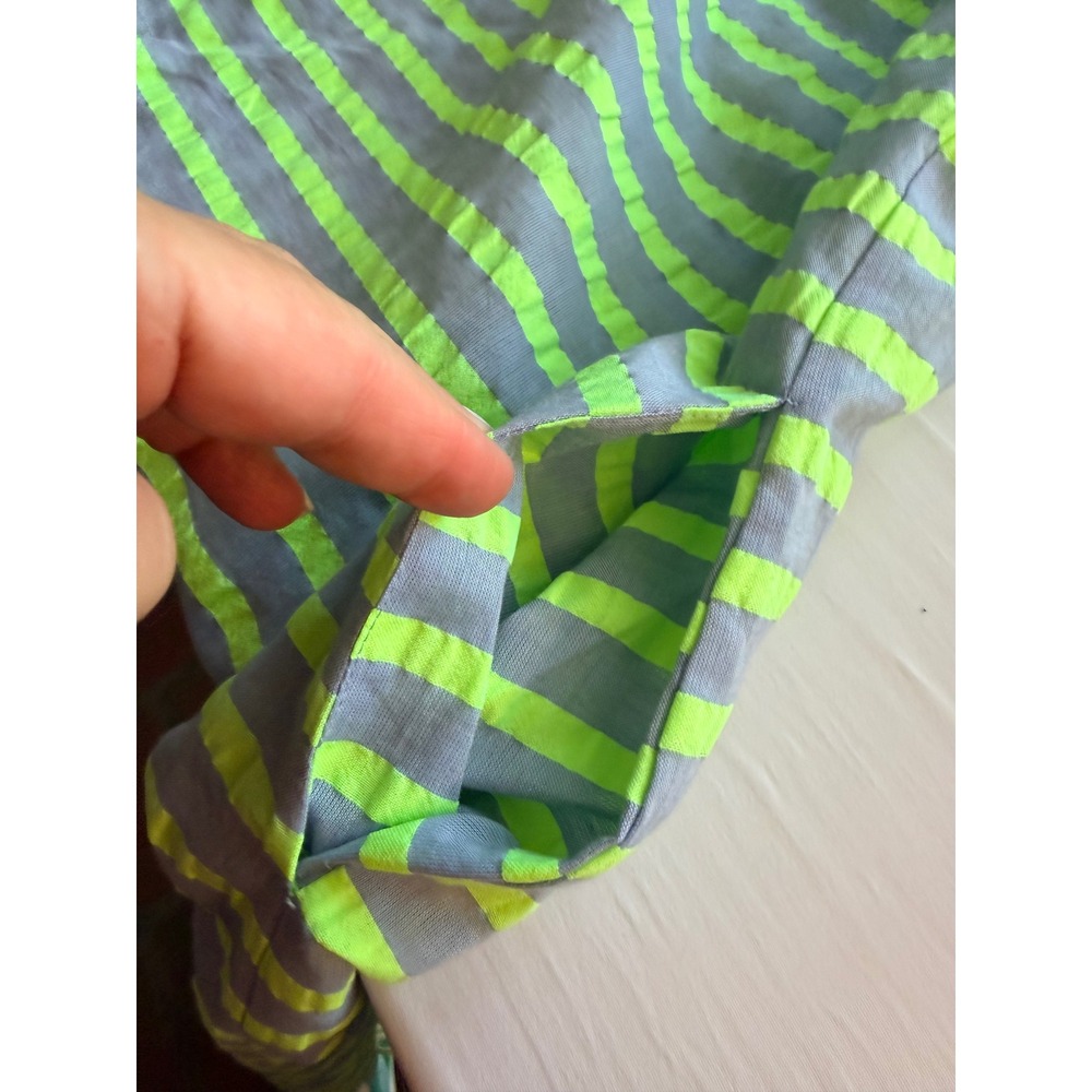 COREY LYNN CALTER Gray Green Stripe Preppy Beachy Coastal Off Shoulder Dress XL - Picture 8 of 10